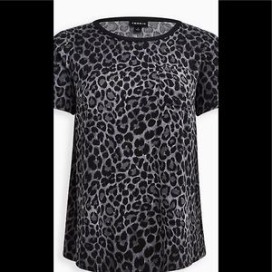 POCKET BLOUSE - STRETCH CHALLIS LEOPARD GREY